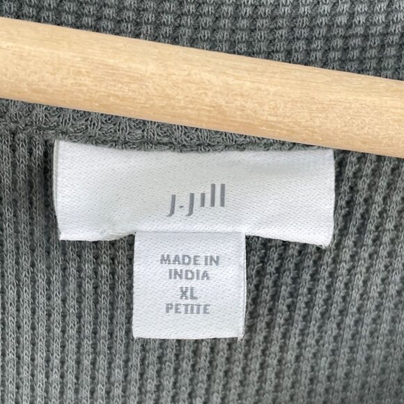 J Jill Womens XL Petite Embroidered Waffle Knit Raglan Top in Coriander Green - Picture 4 of 10